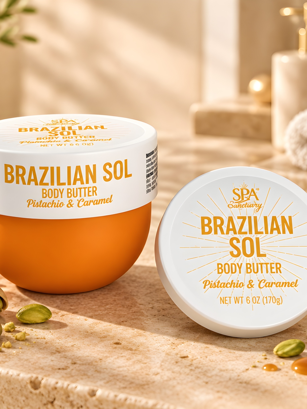 Spa Luxury Brazilian Sol Body Butter In Pistachio And Carmel/1 Pc